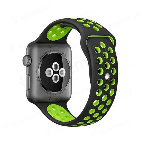 Řemínek pro Apple Watch 44mm Series 4 / 42mm 1 2 3 - silikonový - černý / zelený