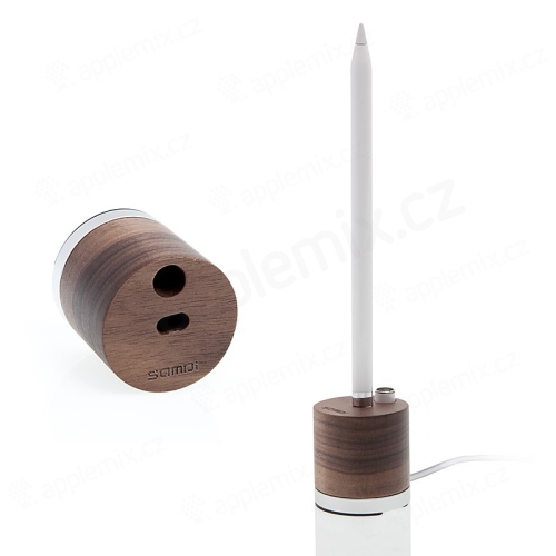 Stojánek pro Apple Pencil - dobíjecí / dřevěný - tmavý