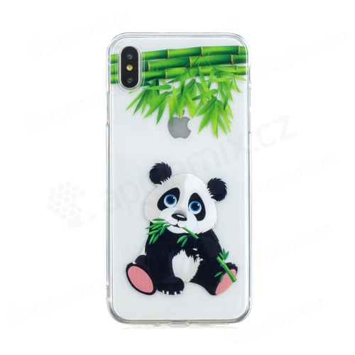 Kryt pro Apple iPhone Xs Max - gumový - panda - průhledný