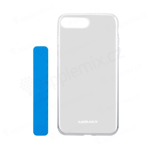 MOMAX kryt pre Apple iPhone 7 Plus / 8 Plus - gumový - priehľadný + modrý flexibilný stojan