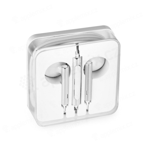 Sluchátka pro Apple iPhone / iPad a další zařízení - plastová - 3,5mm jack - bílá / stříbrná