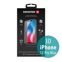 Tvrzené sklo (Tempered Glass) SWISSTEN pro Apple iPhone 12 Pro Max - 3D - černý rámeček - 0,3mm