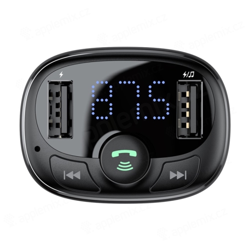 FM vysielač / transmitter BASEUS S-09A + nabíjačka do auta 2x USB + Bluetooth 4.2 handsfree - čierny