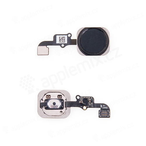 Obvod tlačidla Domov + kovový rámček + tlačidlo Domov pre Apple iPhone 6 / 6 Plus - Čierny - Kvalita A+