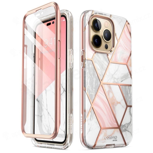 Kryt SUPCASE Cosmo pre Apple iPhone 14 Pro Max - 360° ochrana - mramorový vzor - plast/guma - ružový