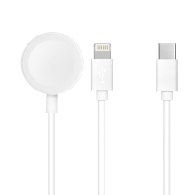 Synchronizační a nabíjecí kabel 2v1 - USB-C / Lightning pro Apple iPhone / iPad + Apple Watch - 1m - bílý