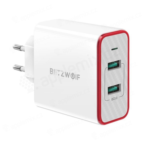 Nabíječka / EU napájecí adaptér Blitzwolf BW-PL3 - 2x USB - 36W QC 3.0 + LED dioda - bílý / červený