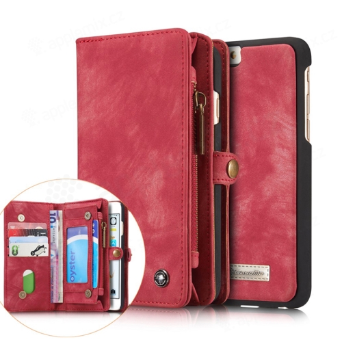 Puzdro pre Apple iPhone 6 / 6S - peňaženka + odnímateľný kryt telefónu - priehradka na doklady - umelá koža - červená