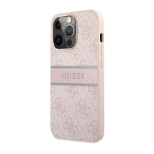 Kryt GUESS 4G Stripe pro Apple iPhone 13 Pro Max - gumový / umělá kůže - růžový