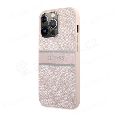 Kryt GUESS 4G Stripe pro Apple iPhone 13 Pro Max - gumový / umělá kůže - růžový
