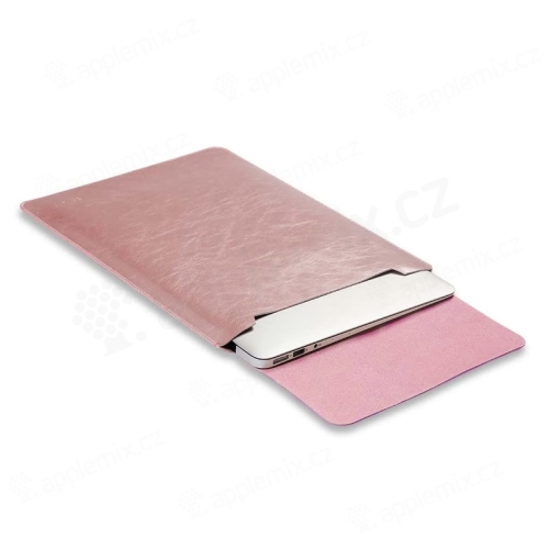 Pouzdro / obal SOYAN pro Apple Macbook Air 13" / Pro 13" - s kapsou - umělá kůže - růžové Rose Gold