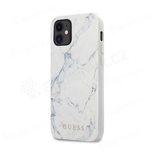 Kryt GUESS Marble pre Apple iPhone 12 mini - plast / guma - mramor - biely