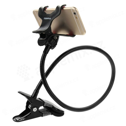 Držák / stojan HAWEEL pro Apple iPhone - stabilní krk - kovový klip na desku - plast / kov - černý