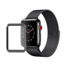 Tvrzené sklo (Tempered Glass) pro Apple Watch 42mm Series 3 - 3D okraj - černé / čiré