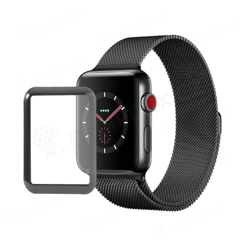 Tvrdené sklo pre Apple Watch 42 mm Series 3 - 3D okraj - čierne / číre