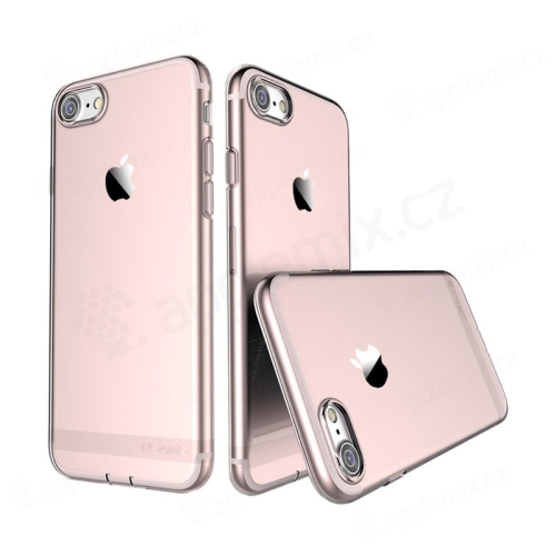 Kryt USAMS pro Apple iPhone 7 / 8 gumový  / antiprachové záslepky - Rose Gold růžový průhledný