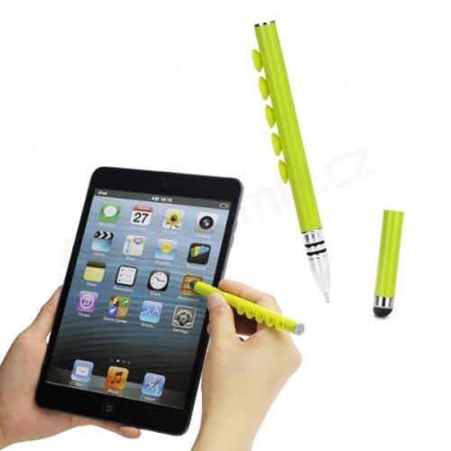 Dotykové pero / stylus s přísavkami pro Apple iPhone / iPad / iPod a podobná zařízení - zelené
