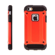 Kryt pro Apple iPhone 5 / 5S / SE - plasto-gumový / antiprachové záslepky - červený