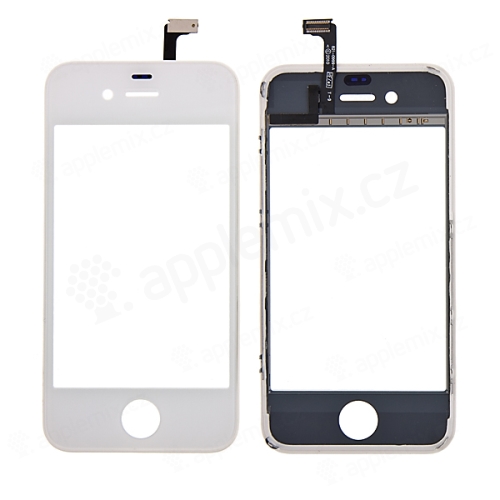 Dotykové sklo (digitalizér dotykovej obrazovky) pre Apple iPhone 4 - biele - kvalita A