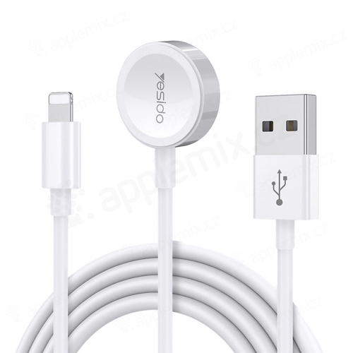Nabíjací kábel 2v1 YESIDO CA113 z USB-A na Apple Watch + Lightning - 1 m - biely