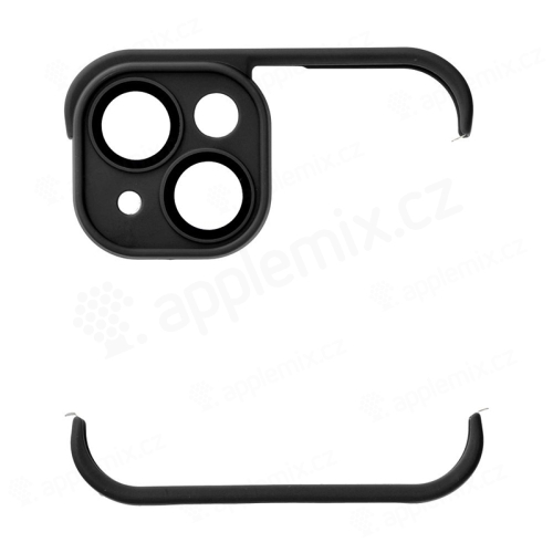 Nárazník / mini rámček pre Apple iPhone 14 + tvrdené sklo na objektív fotoaparátu - silikón - čierny
