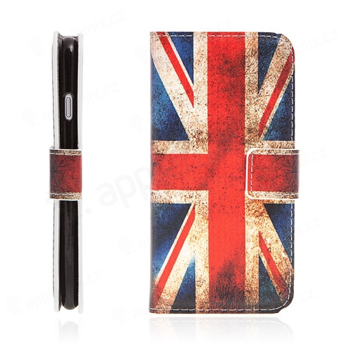 Pouzdro pro Apple iPhone 7 / 8 - stojánek a prostor na doklady - retro vlajka UK