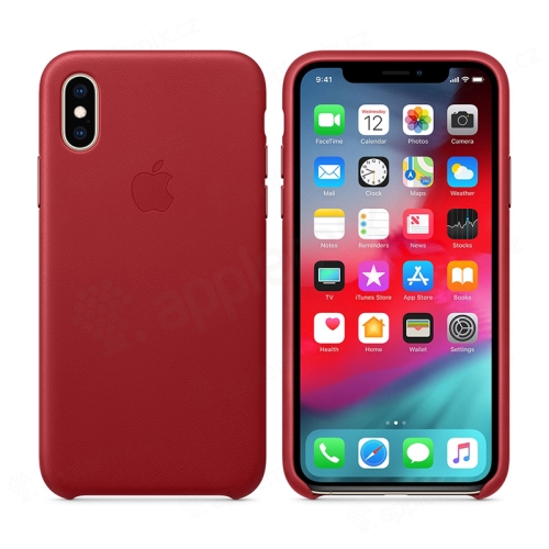 Originální kryt pro Apple iPhone Xs - kožený - červený