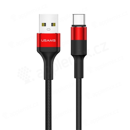 Synchronizační a nabíjecí kabel USAMS - USB-C - USB 3.0 - tkanička - 1,2m - červený