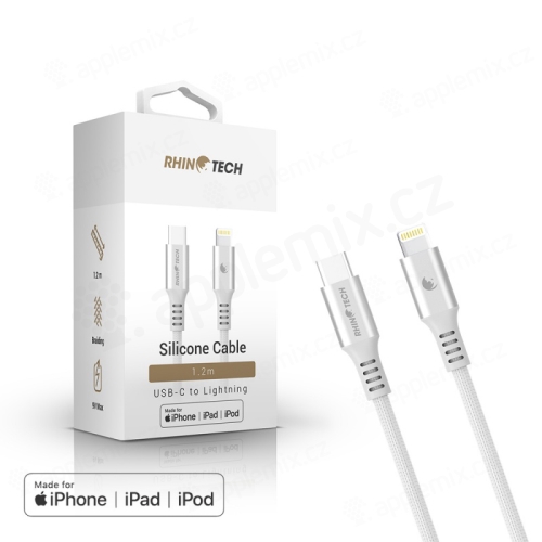 RHINOTECH Synchronizačný a nabíjací kábel - USB-C / Lightning - 1,2 m - certifikovaný Mfi - čipka - biely