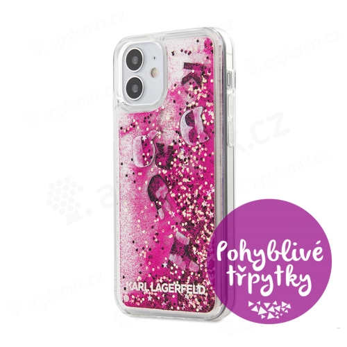 Kryt KARL LAGERFELD Liquid Glitter Charms pro Apple iPhone 12 mini - pohyblivé třpytky - barevný