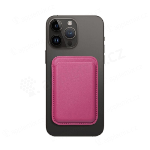 Puzdro na kreditnú kartu s MagSafe pripojením pre Apple iPhone - Umelá koža - Ružové