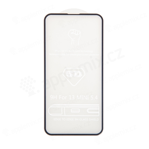 Tvrzené sklo (Tempered Glass) "5D" pro Apple iPhone 13 mini - 2,5D - černý rámeček - čiré - 0,3mm