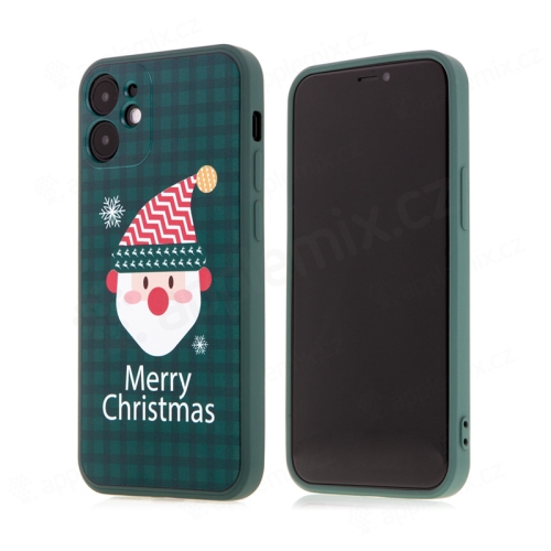 Kryt pro Apple iPhone 12 mini - vánoční - gumový - zelený / Santa Claus