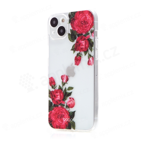 Kryt BABACO pro Apple iPhone 15 - gumový - průhledný - růže