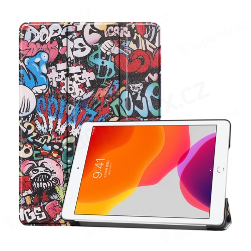 Pouzdro / kryt pro Apple iPad 10,2" (2019 - 2021) - funkce chytrého uspání + stojánek - plastová záda - graffiti