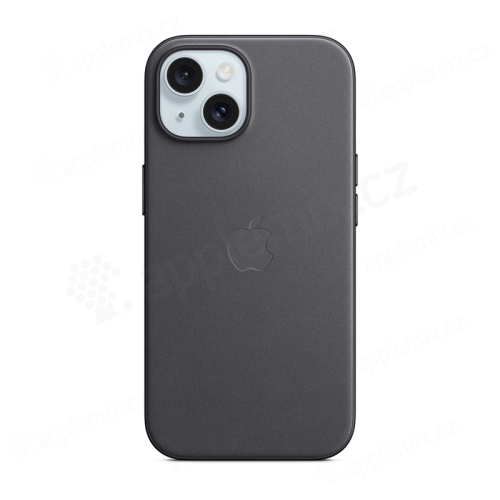 Originálny kryt pre Apple iPhone 15 - MagSafe - Jemne tkaná syntetická koža - čierny