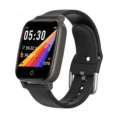 Fitness chytré hodinky T1 - měření teploty / krokoměr / měřič tepu - Bluetooth - kovové