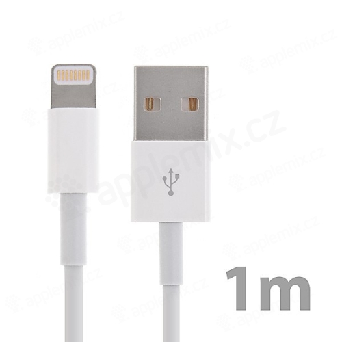 Synchronizačný a nabíjací kábel Lightning pre Apple iPhone / iPad / iPod - biely - dĺžka 1 m