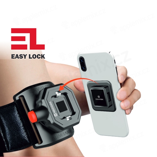 Sportovní držák  pro Apple iPhone SWISSTEN Easy Lock - látkové / plastové - pásek na ruku - černé