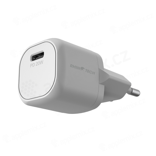 20W EU adaptér / nabíječka RHINOTECH - USB-C - mini provedení - pro Apple iPhone / iPad - bílý