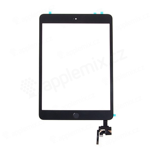 Dotykové sklo (touch screen) + IC konektor a flex s Home Buttonem pro Apple iPad mini 3 - bílé se zlatým tlačítkem