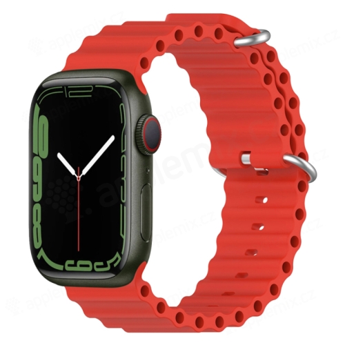 Řemínek pro Apple Watch 42mm / 41mm / 40mm / 38mm - oceánský - silikonový - červený