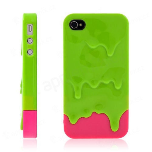 Plastový kryt pro Apple iPhone 4 / 4S - tající zmrzlina - zeleno-růžový