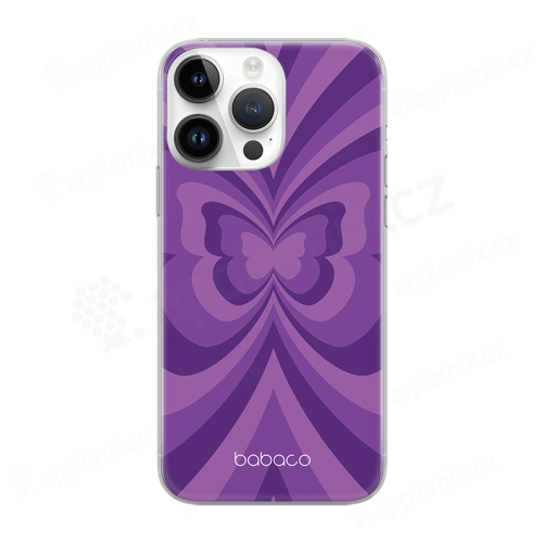 Kryt BABACO pro Apple iPhone 14 Pro - Motýlí efekt - gumový - fialový