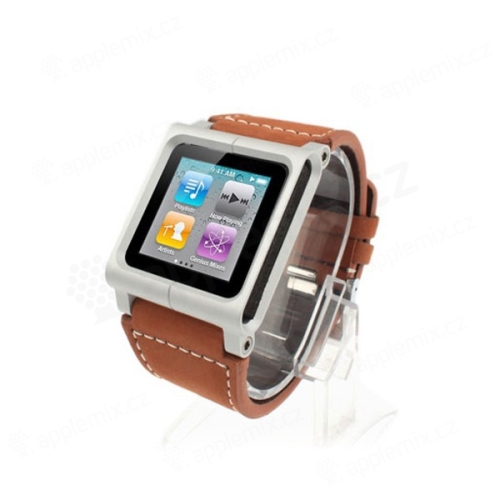 Koženkové hodinkové pouzdro pro iPod nano 6.gen. - hnědé