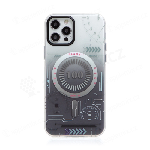 Kryt pre Apple iPhone 12 / 12 Pro - kompatibilný s MagSafe - plast/guma - pretekársky motív - sivý