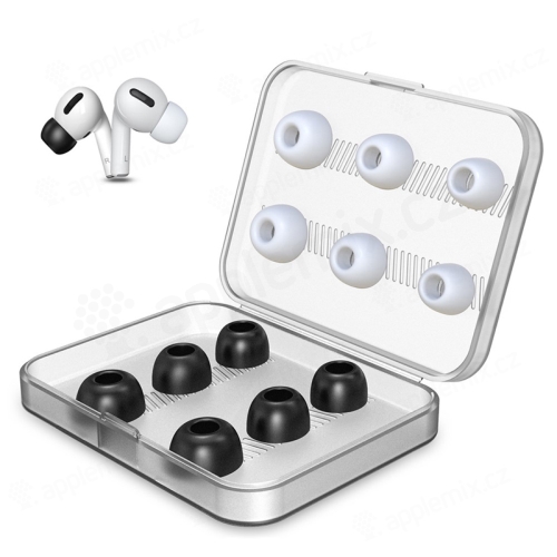 Štuple do uší pre Apple AirPods Pro - pamäťová pena - 6 párov - čierna / biela - S / M / L