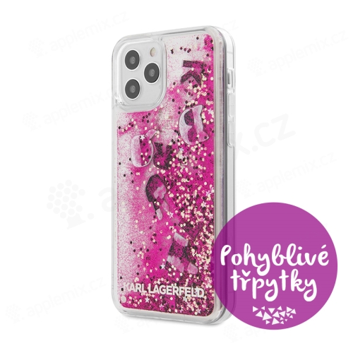 Kryt KARL LAGERFELD Liquid Glitter Charms pro Apple iPhone 12 / 12 Pro - pohyblivé třpytky - barevný