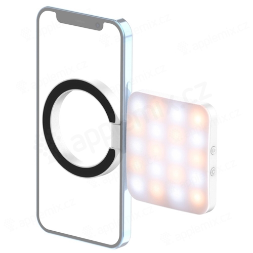 LED světlo (Selfie light) - na streamování - podpora MagSafe - skládací - 20 diod - bílé