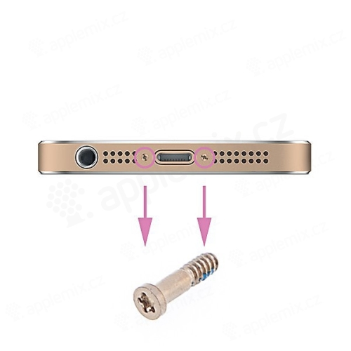 Šroubek na spodní část Apple iPhone 5 / 5S / SE / 6 / 6S / 6 Plus / 6S Plus - zlatý